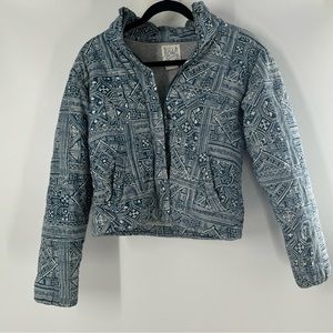 Billabong Cotton Blue Aztec Style Cropped Jacket Women’s Size S/P